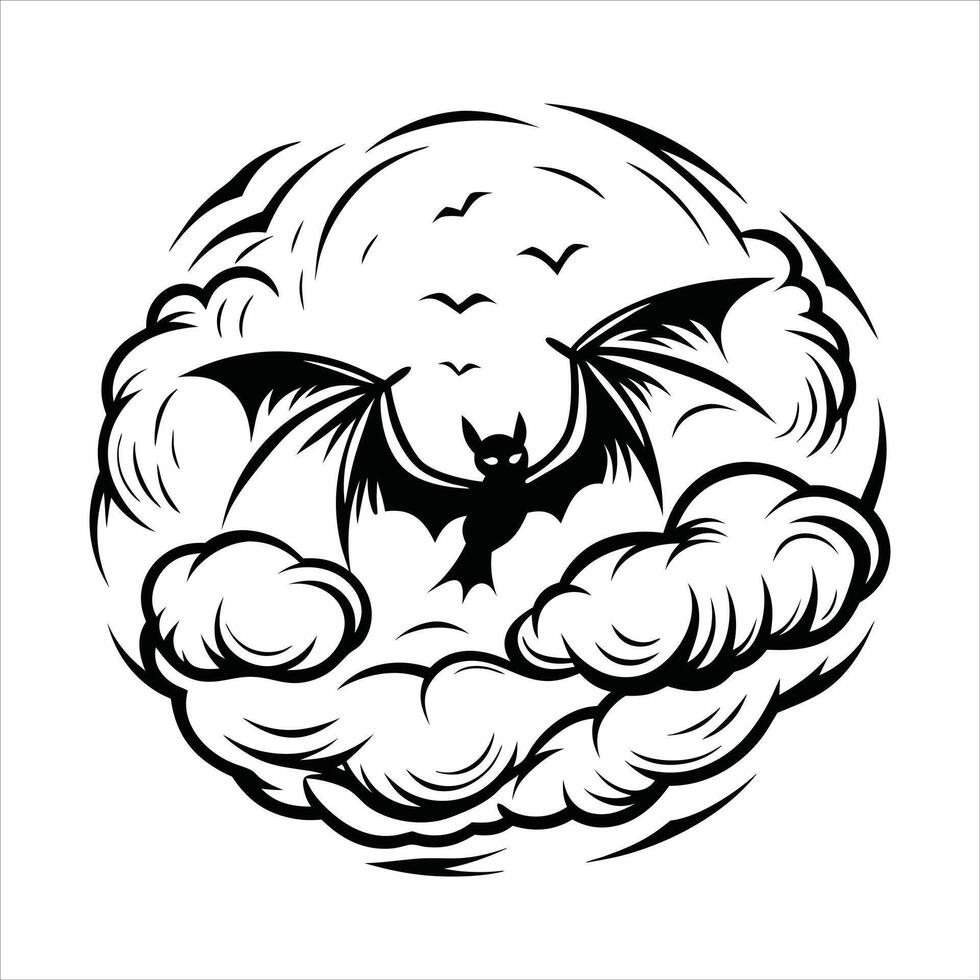 vampire flying with bat wings cloudy night sky vector