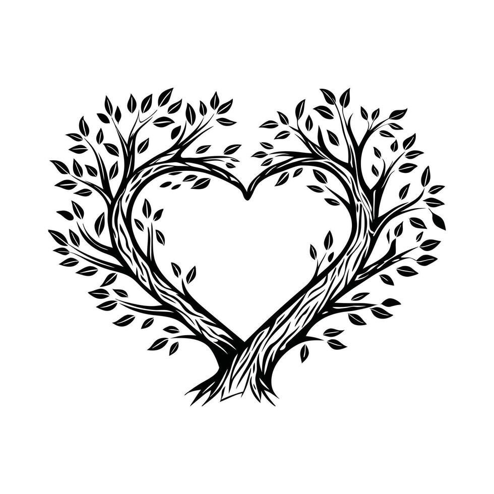 Hand Drawn Love Tree vector