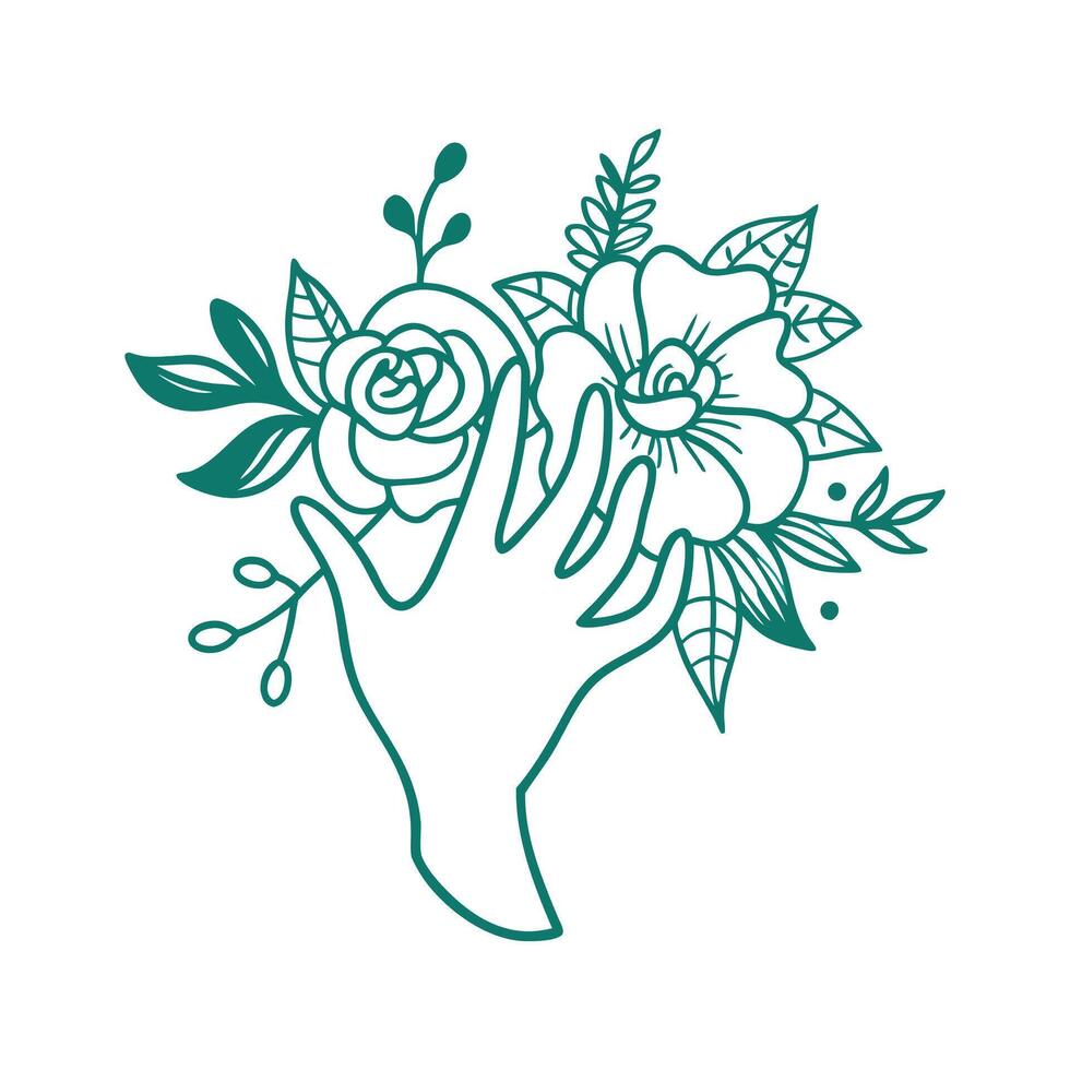 Hand Holding Tulips vector