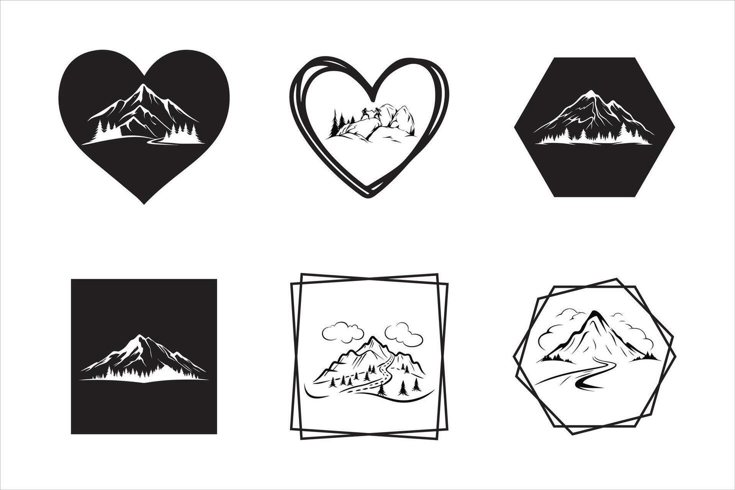 Retro Mountain Design Bundle vector