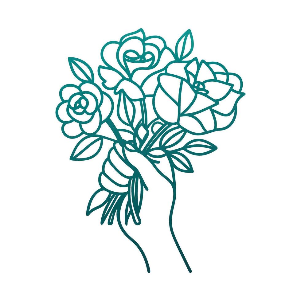 Hand With Bouquet vector