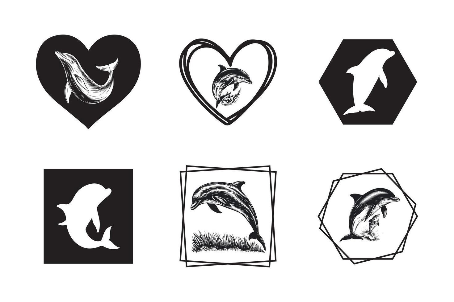 Dolphin Silhouette Design Bundle vector