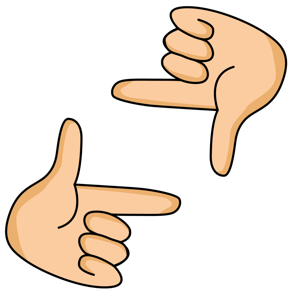 A boy Pointing Hands Forming a Frame. flat style png