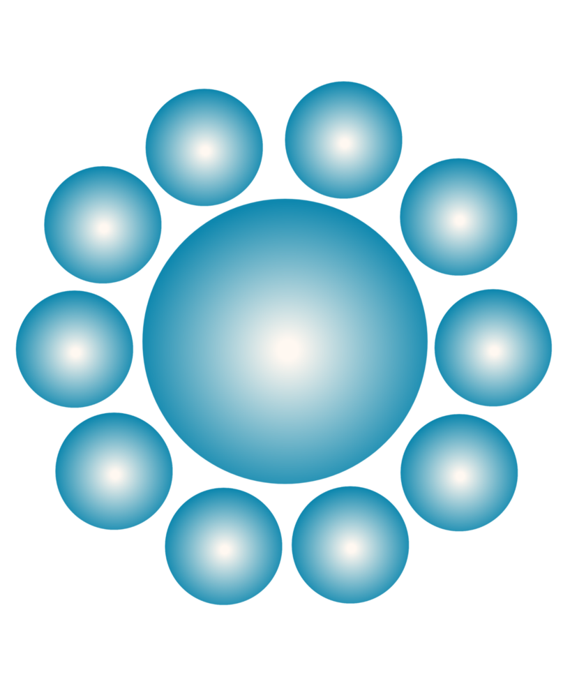 A blue circle with many spheres inside it png