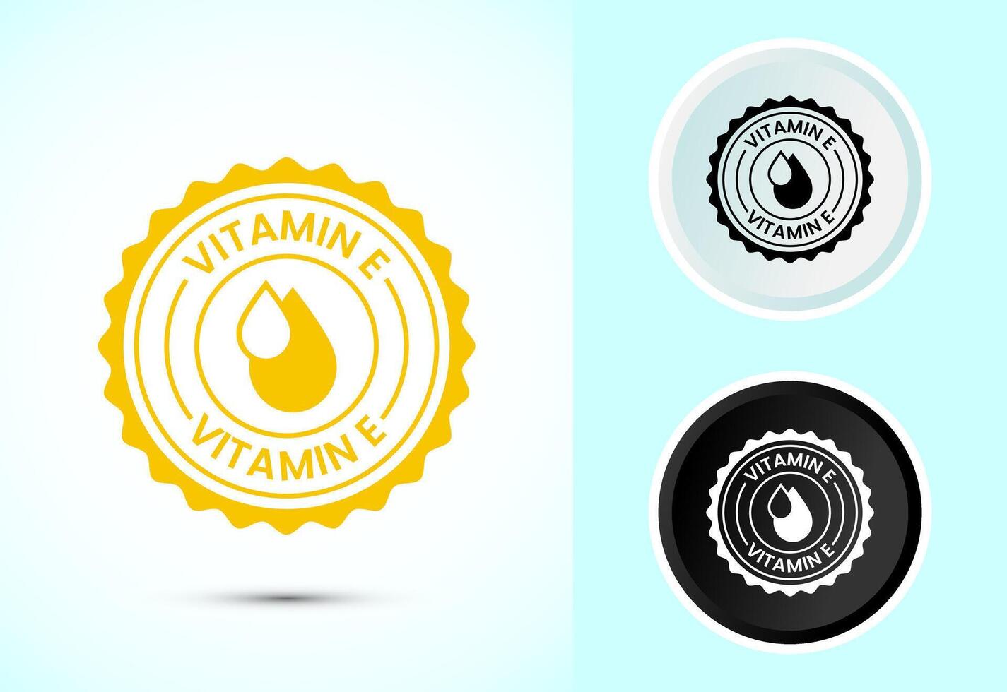Vitamin E icon design. Vitamin E sign symbol in color, black and white vector