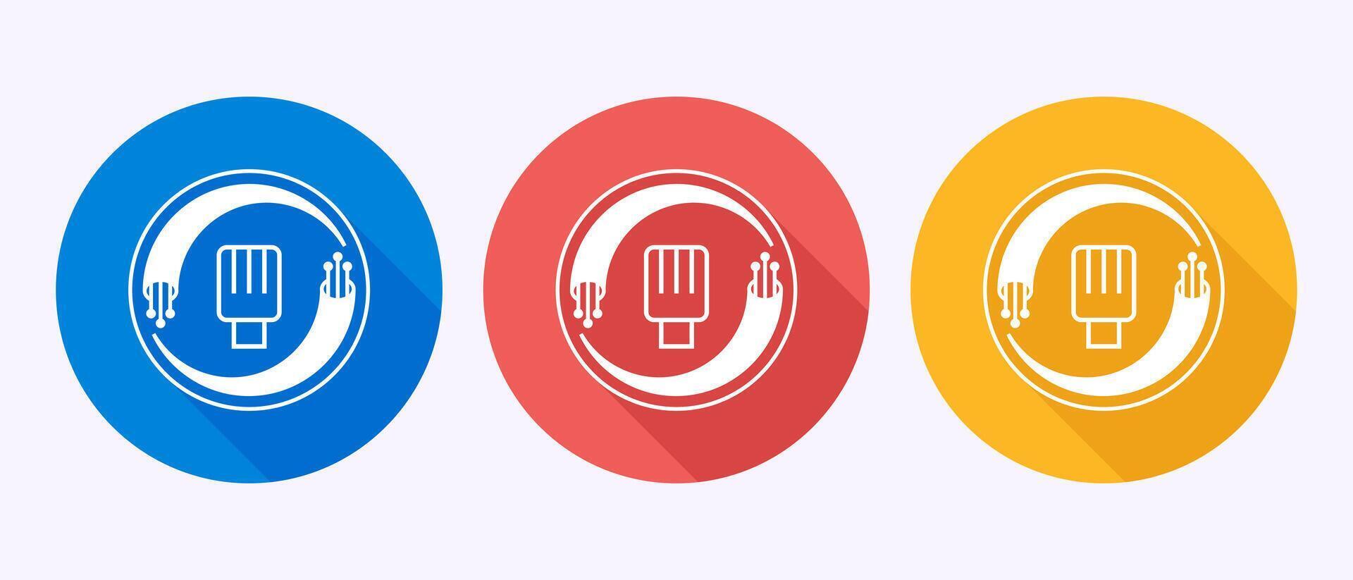 Fiber optic cable icon design illustration. Electric wire symbol in shadow button design vector