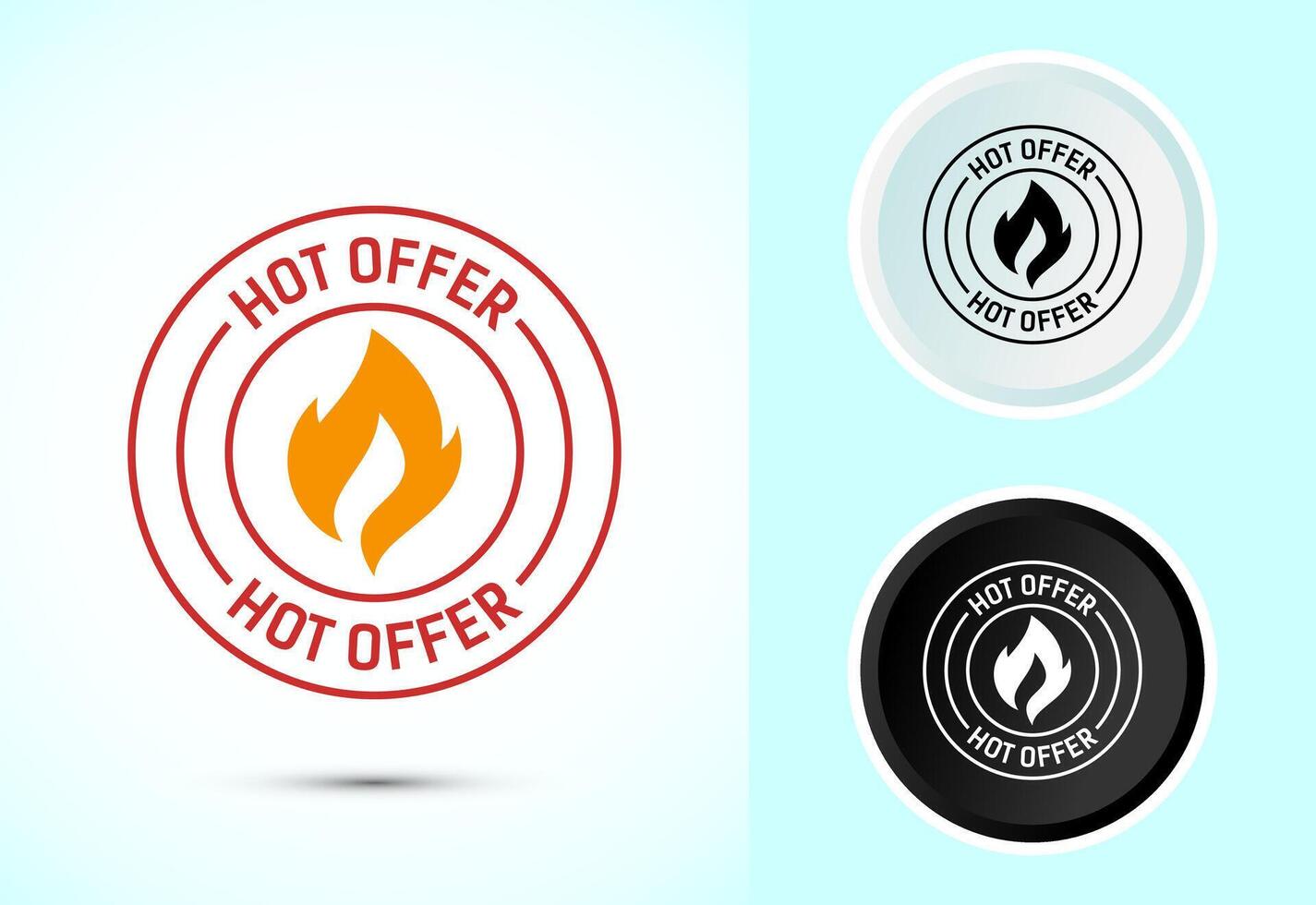 Hot offer icon design illustration. Hot sale, Hot offer sign symbol in color black and white vector