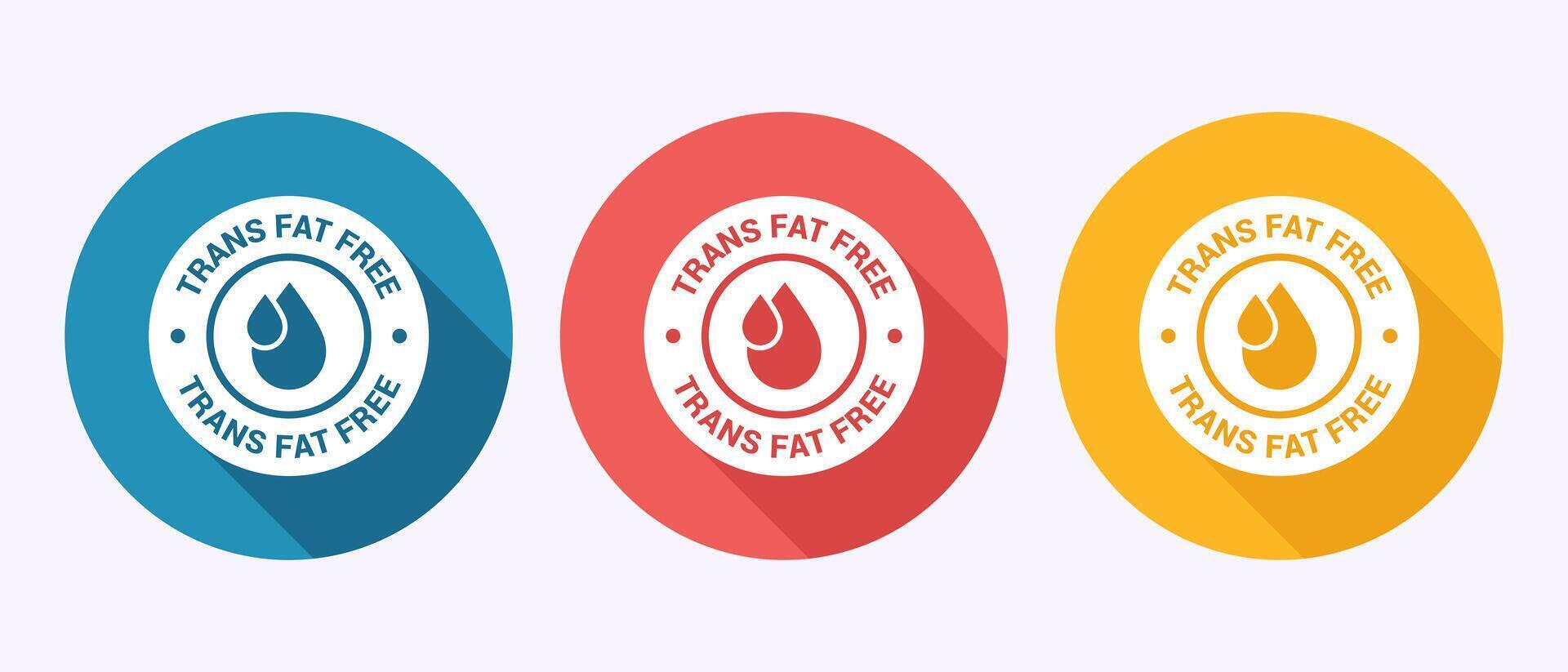Trans fat free icon illustration, Zero trans fat label badge sign in shadow button design vector
