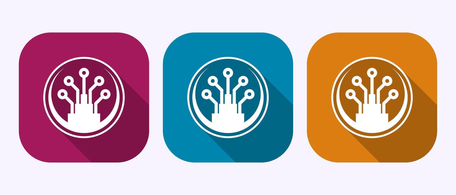 Fiber optic cable icon illustration. Electric wire sign symbol in shadow button design vector