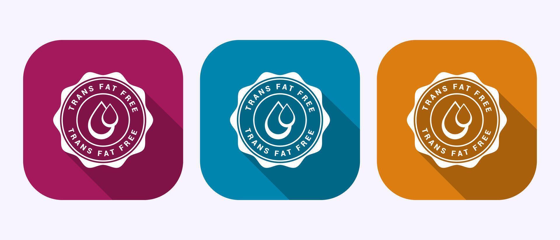Trans fat free icon design, Zero trans fat label badge sign in shadow button design vector