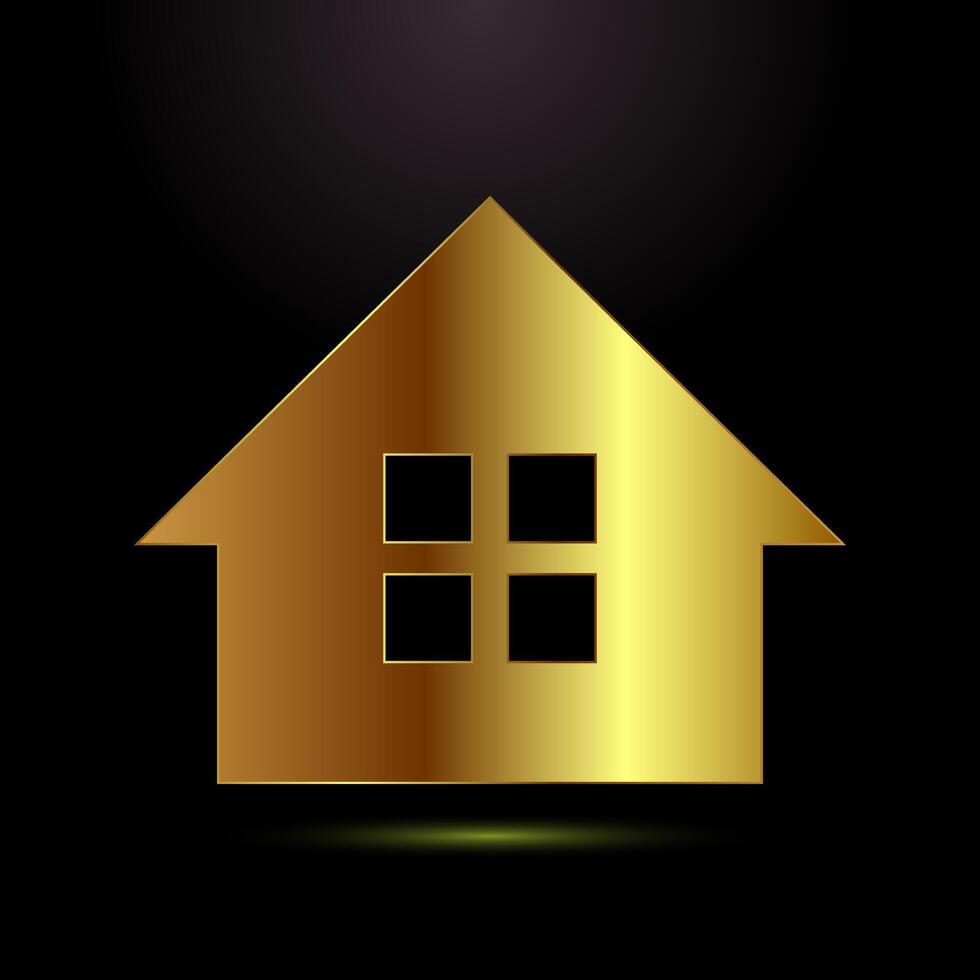 Home icon design illustration, main page sign in gold color style vector