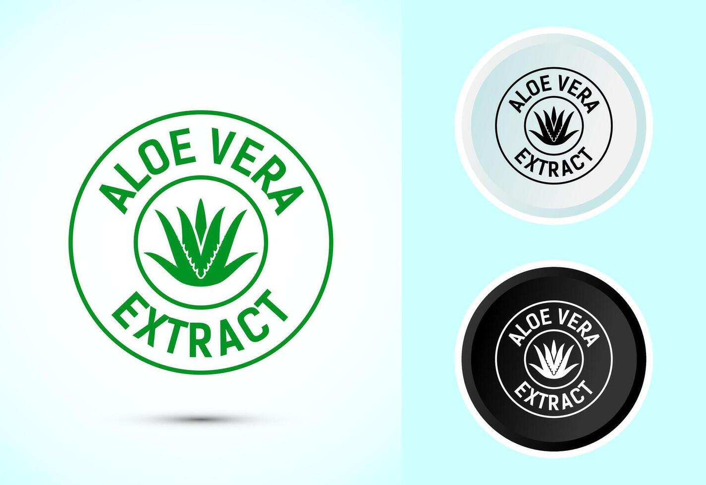 Aloe vera extract icon illustration. Aloe vera badge label sign in color, black and white vector