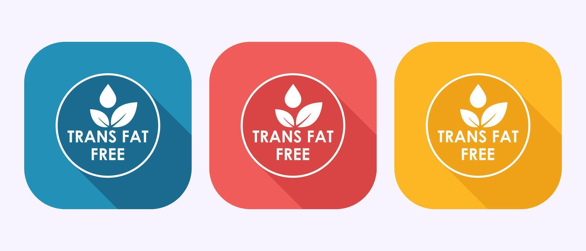 Trans fat free icon design, Zero trans fat label sign in shadow button design vector