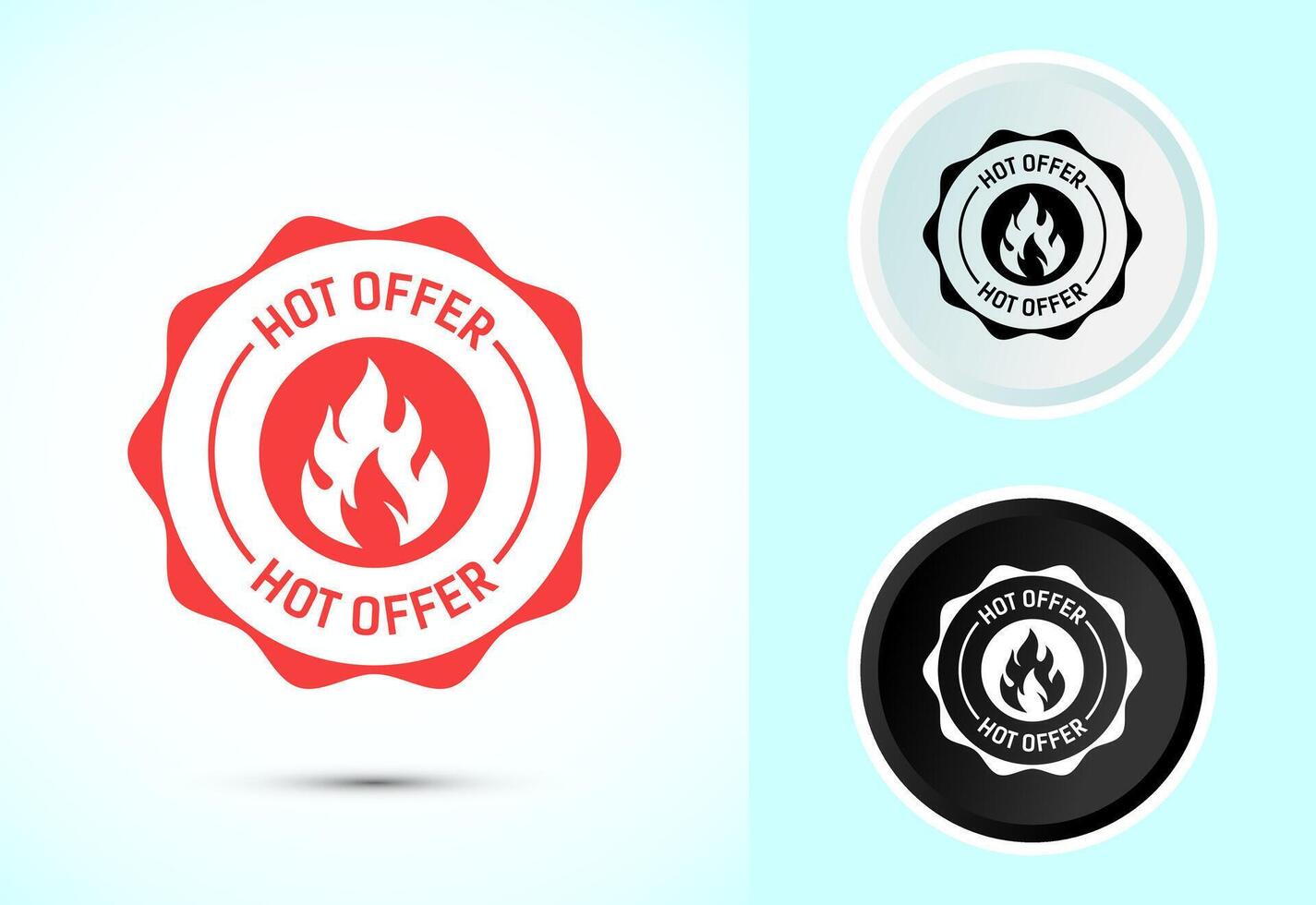 Hot offer icon. Hot sale, Hot offer label sign symbol in color black and white vector