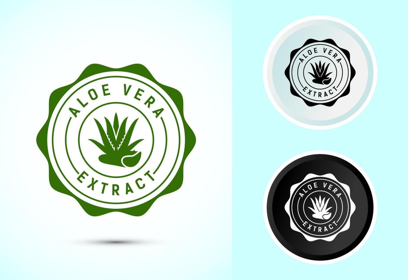Aloe vera extract icon design. Aloe vera badge label sign in color, black and white vector
