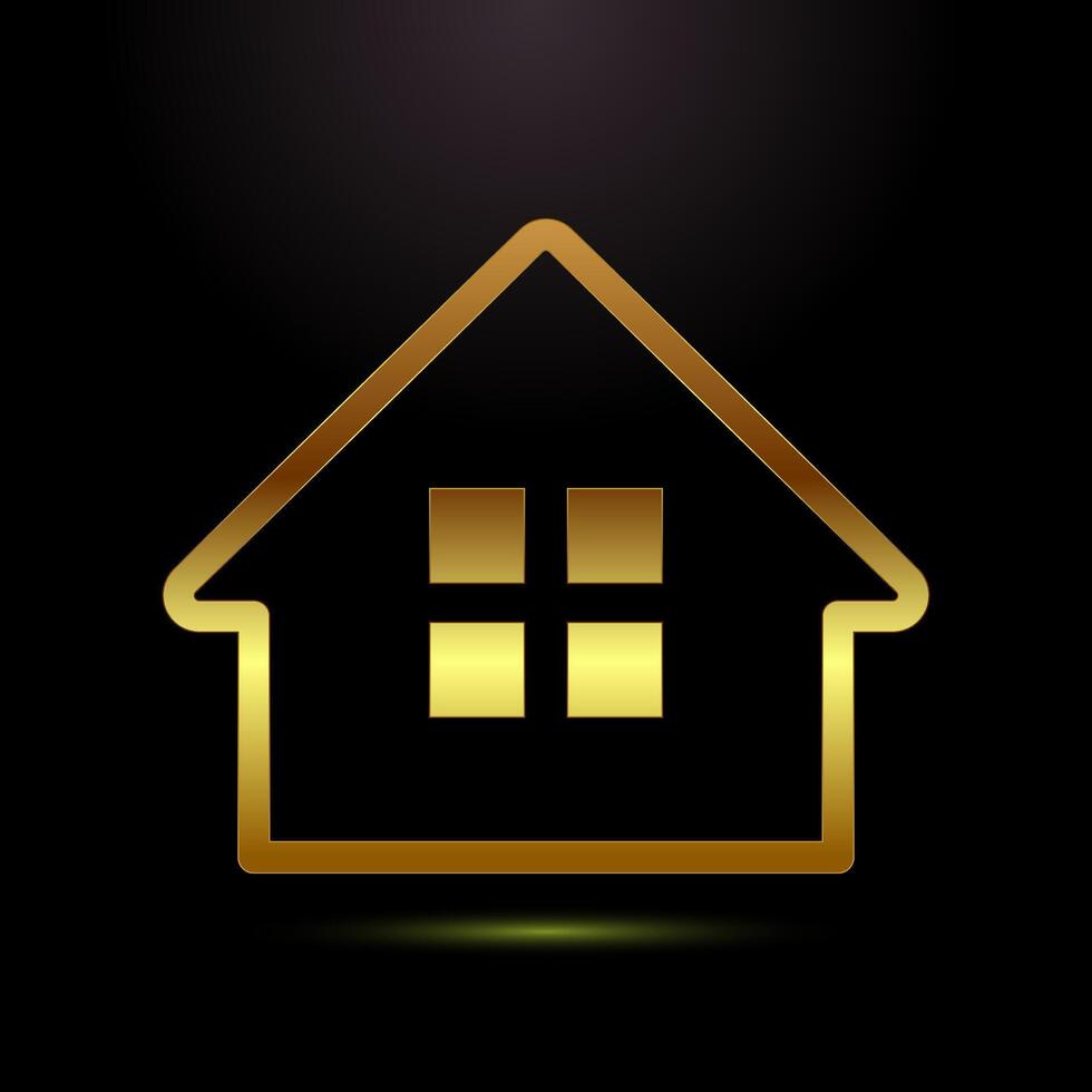 Home icon design, main page icon sign in gold color style vector