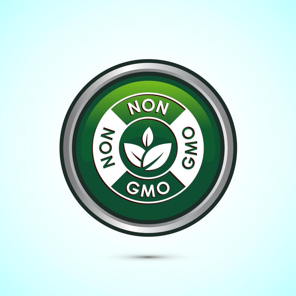 Non gmo icon design illustration, GMO free food label, Organic healthy food sign, Green color round button design vector