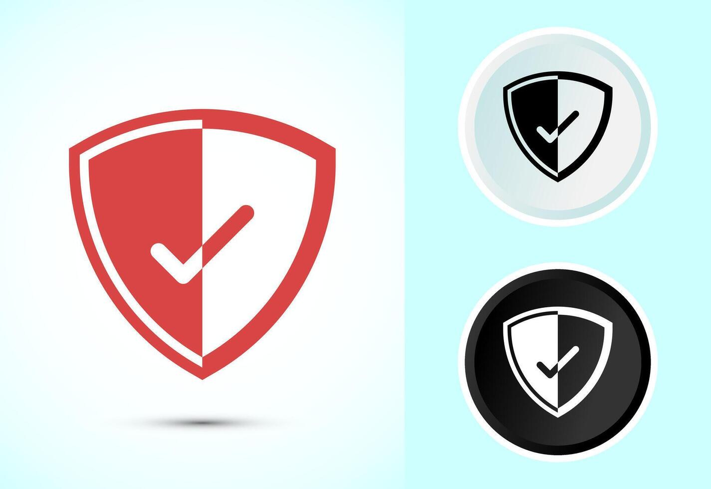 Shield icon illustration. Security, protection sign symbol in color, black and white vector