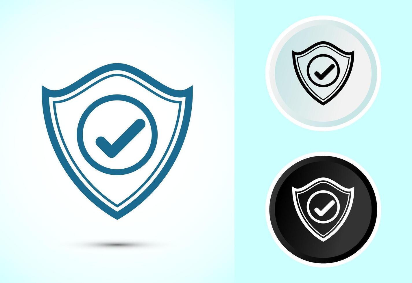 Shield icon design illustration. Security, protection sign in color, black and white vector