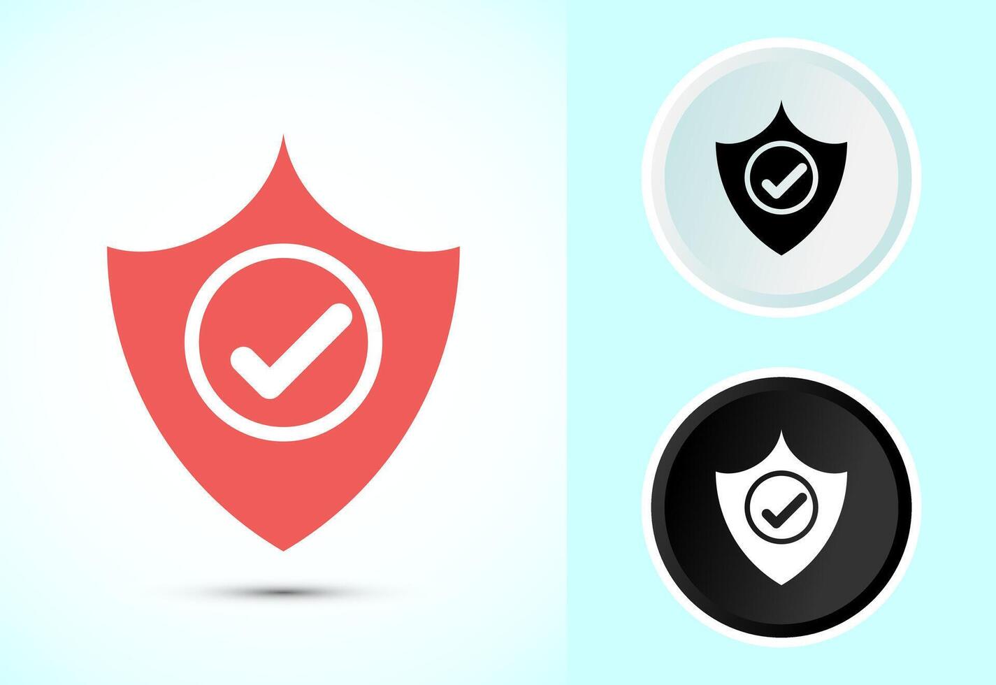 Shield icon design. Security, protection sign in color, black and white vector