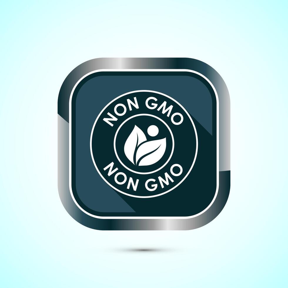 Non gmo icon design illustration, GMO free food label, Organic healthy food sign, Gray color shadow button design vector