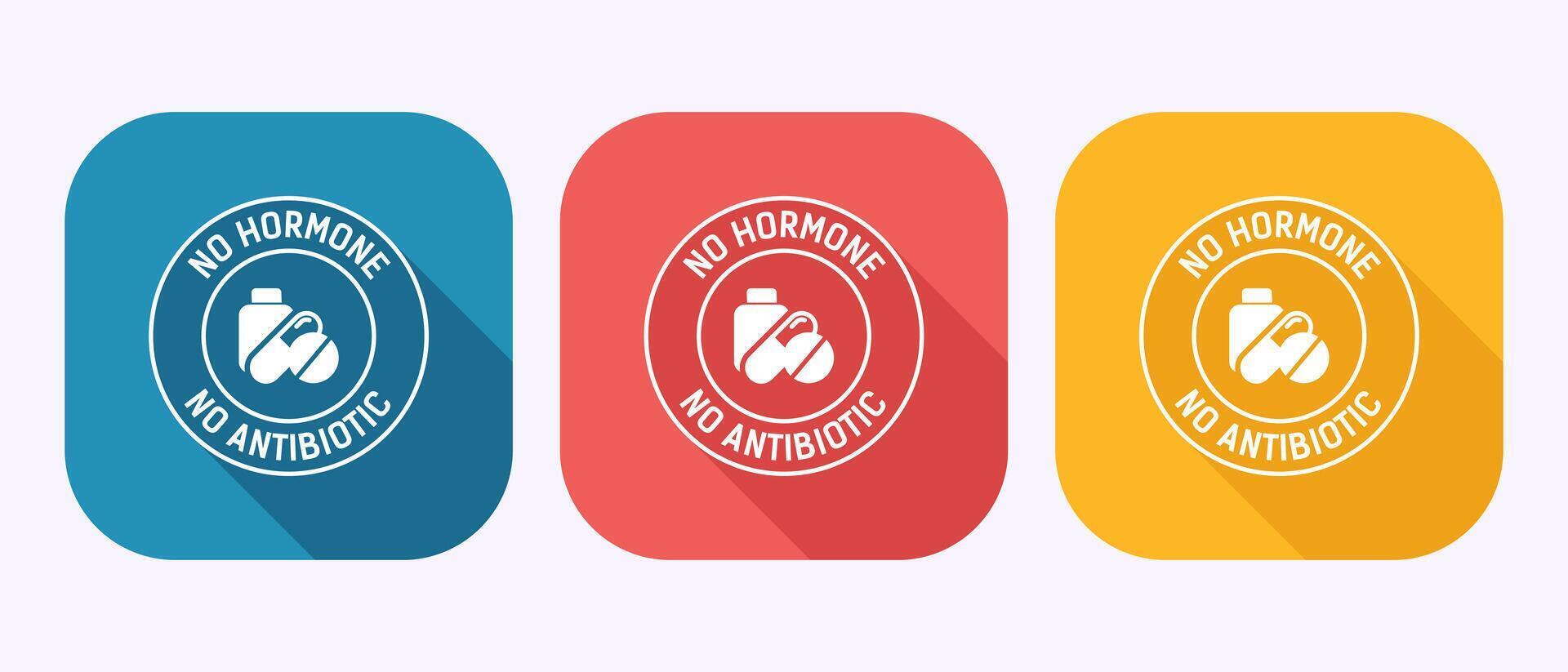 Antibiotic free icon design illustration, No antibiotic, Organic, natural sign in shadow button design vector