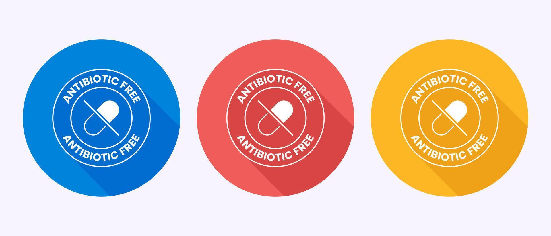 Antibiotic free icon design, No antibiotic, Organic, healthy sign in shadow button design vector