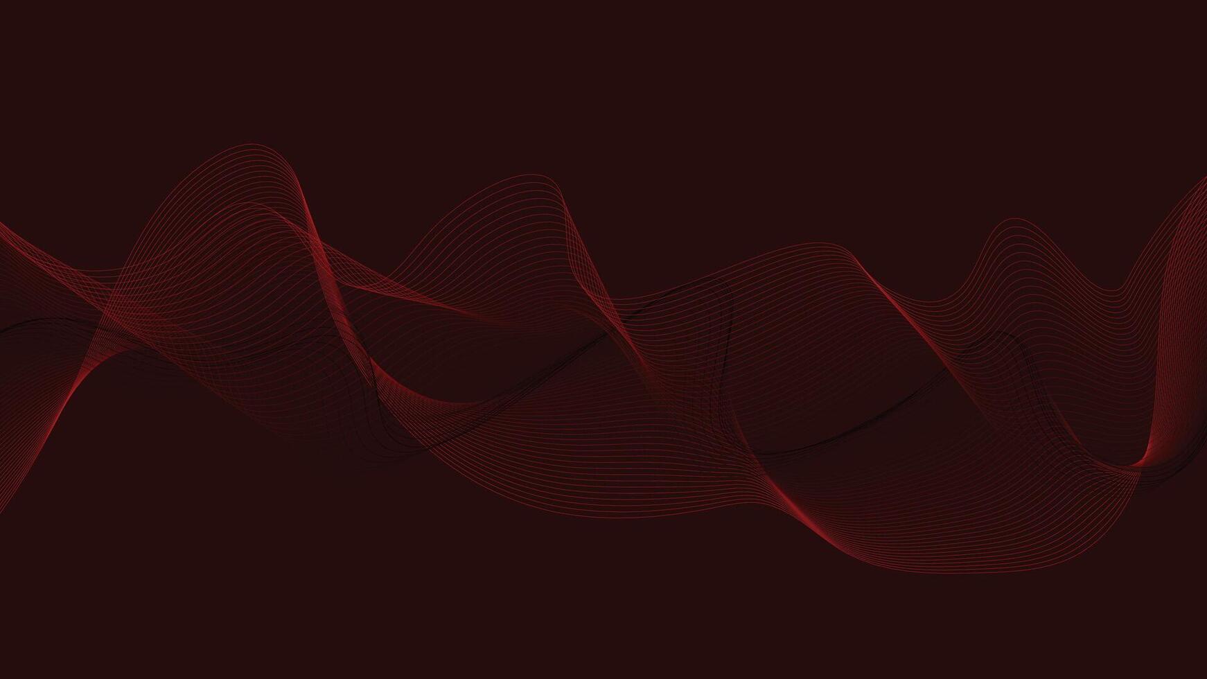 Red Wave Line Background. Abstract Digital Curve on Dark vector