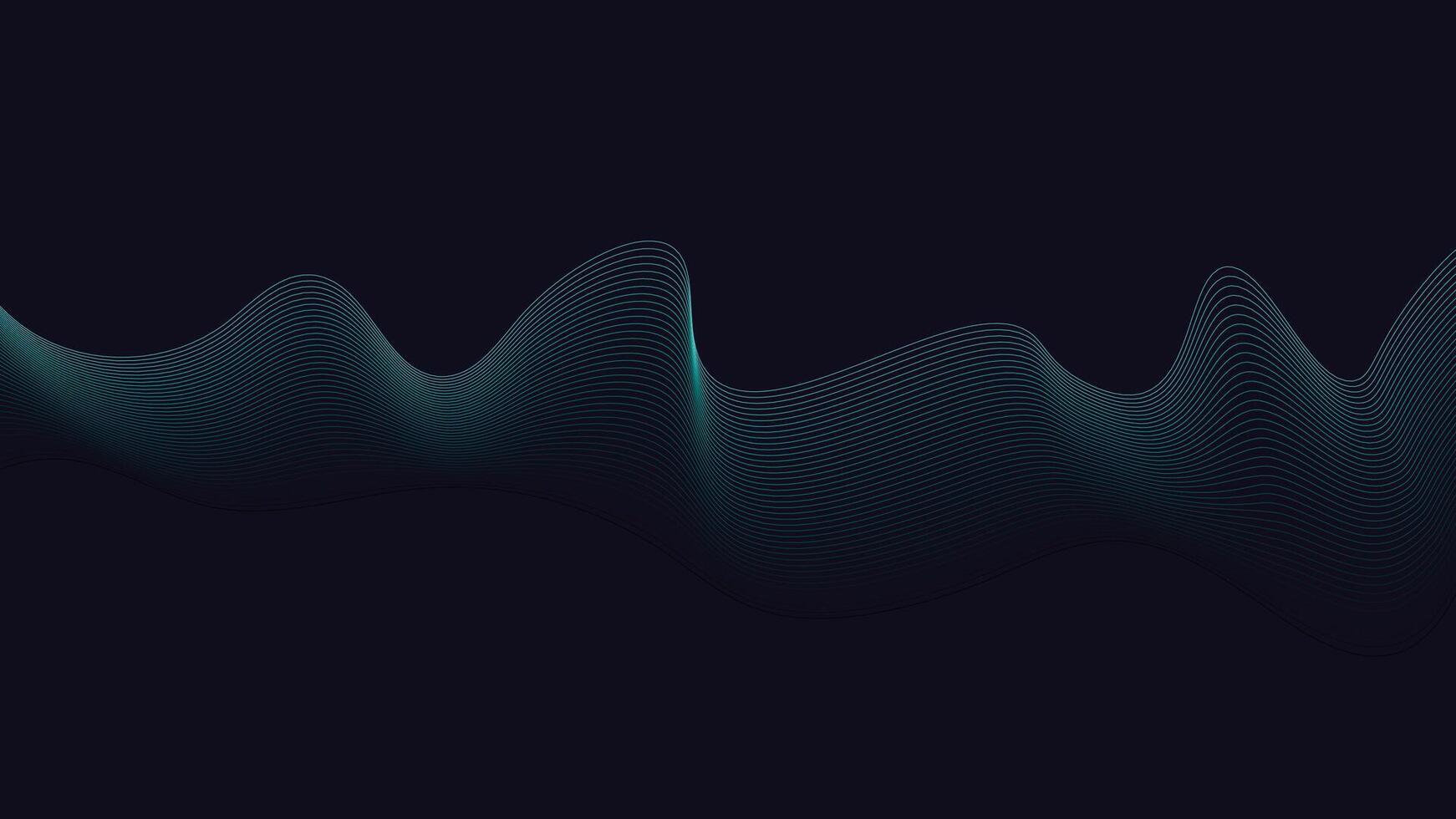 Abstract Wave Line Background. Dark Futuristic Flow Design vector