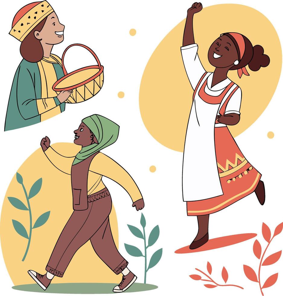 Colorful Cultural Theme Illustrations vector
