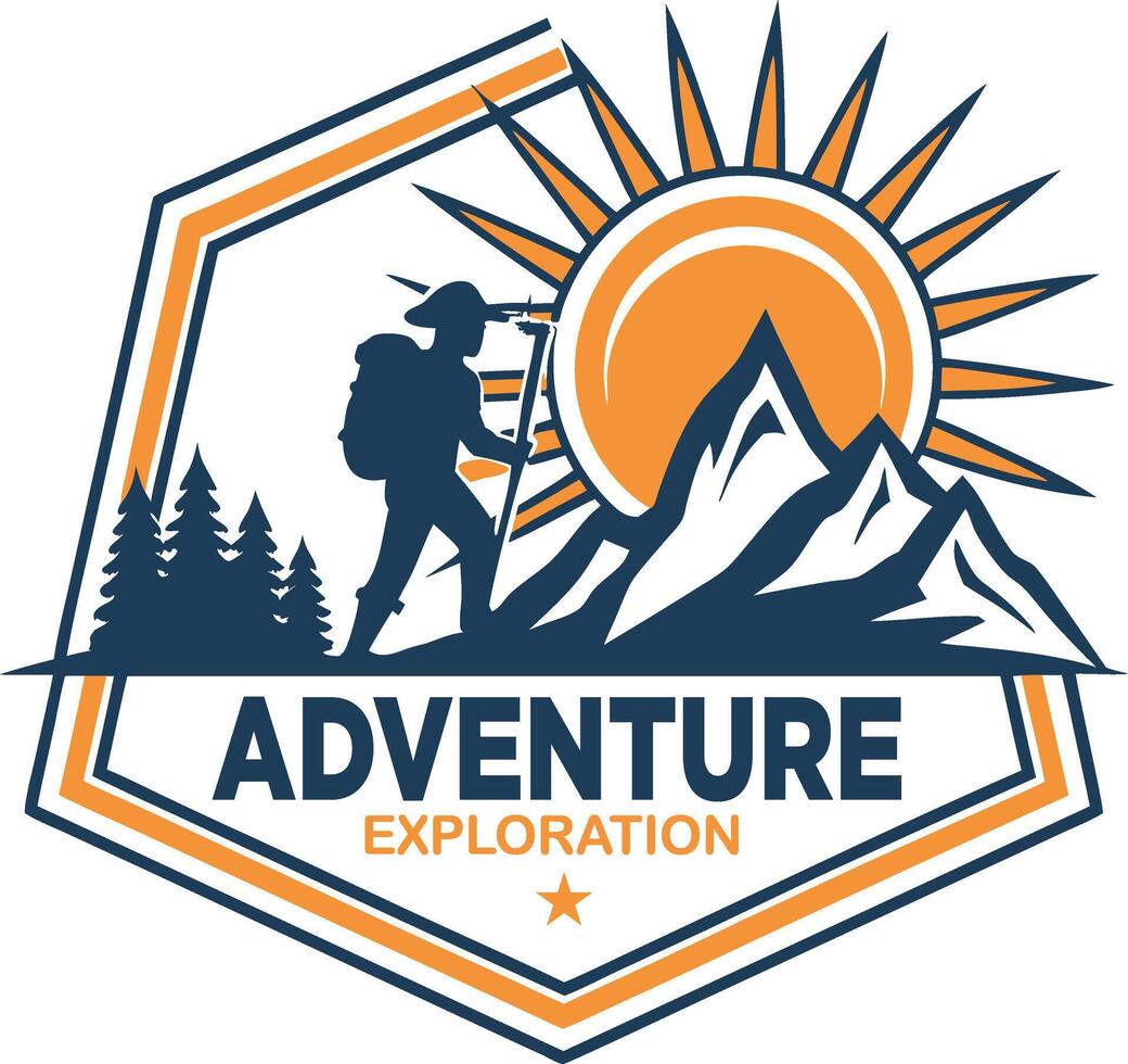 Negative Space Logo with Mountain Concept vector