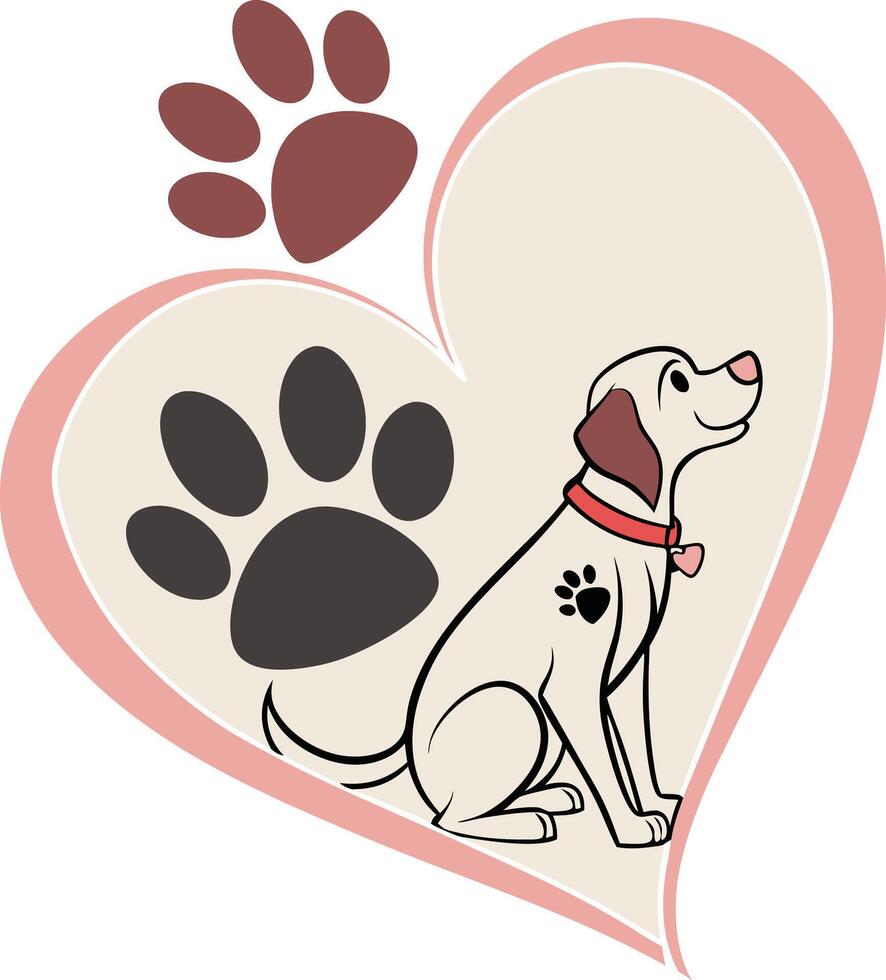 Modern Pet Logo with Paw in Negative Space vector
