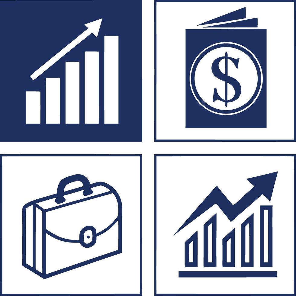 Clean Flat Business Icons for Financial Apps vector