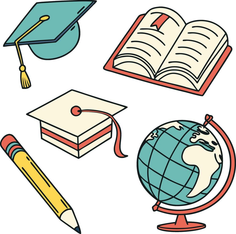 Flat Education Icons Set for Teaching Materials vector