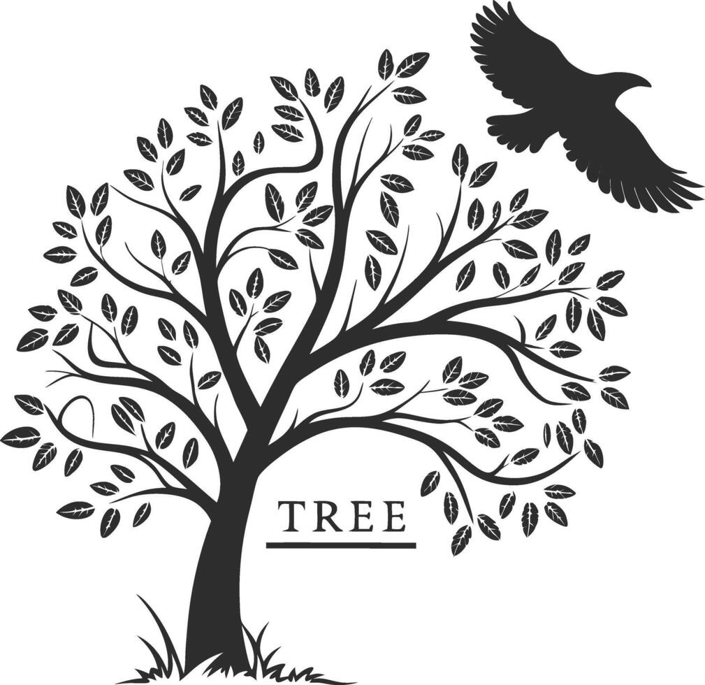 Tree Logo Concept in Negative Space Design vector