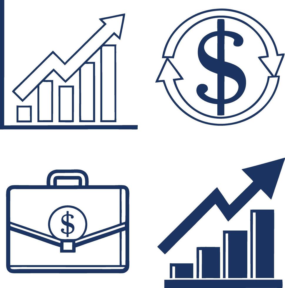 Modern Finance Icon Set in Flat Format vector