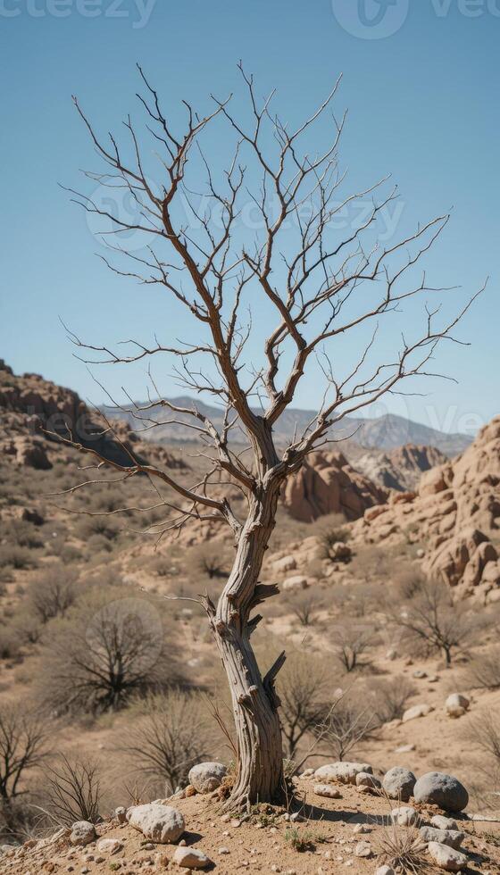 Bare Tree in a Desert Landscape photo