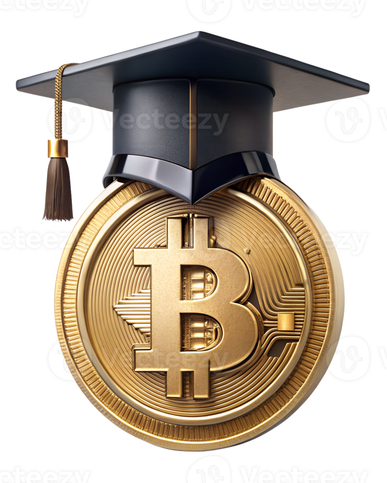 graduation cap with bitcoin sign png