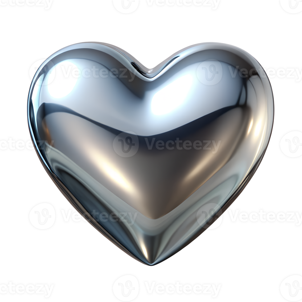 silver heart in silver metal png