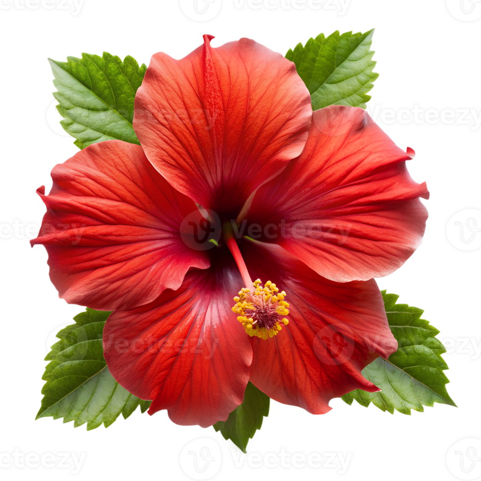 red hibiscus flower with leaf png
