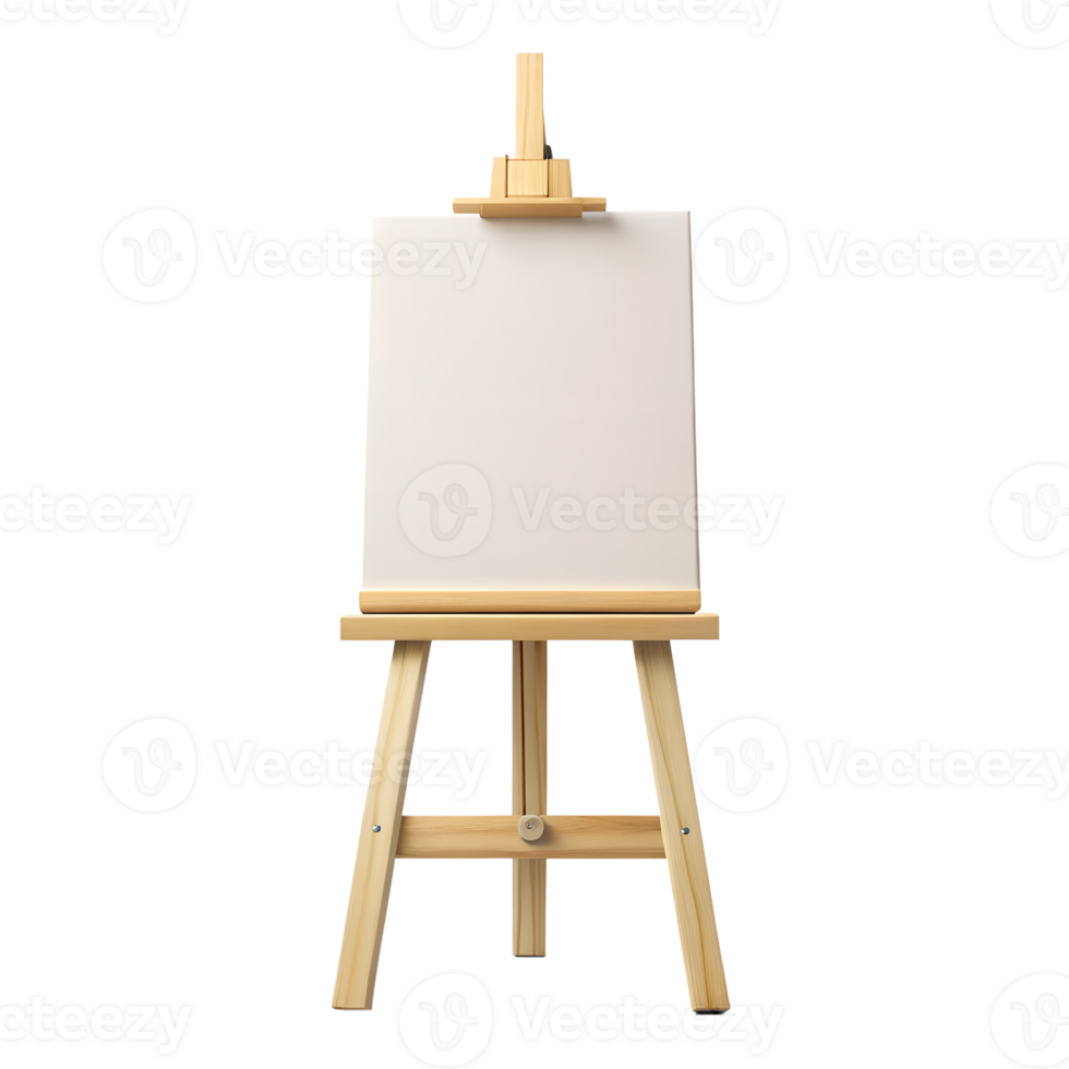 wooden easel with blank canvas png