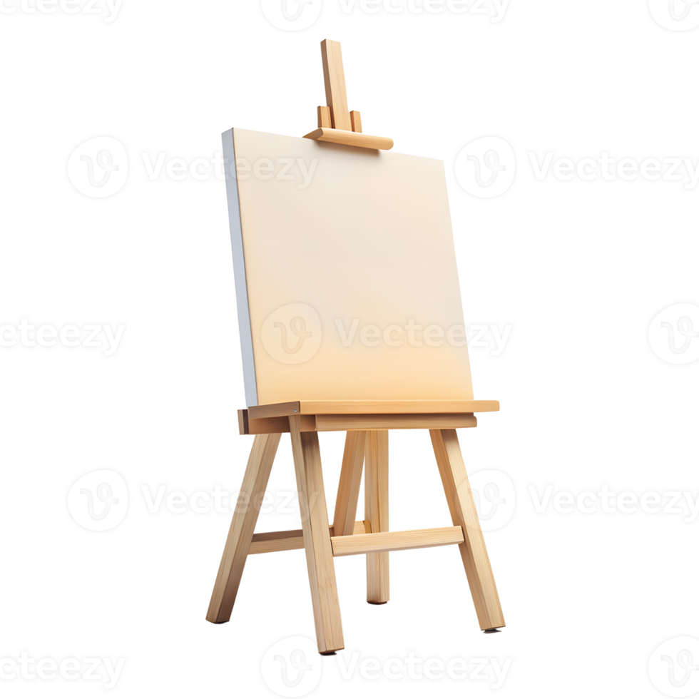 wooden easel with blank white canvas png