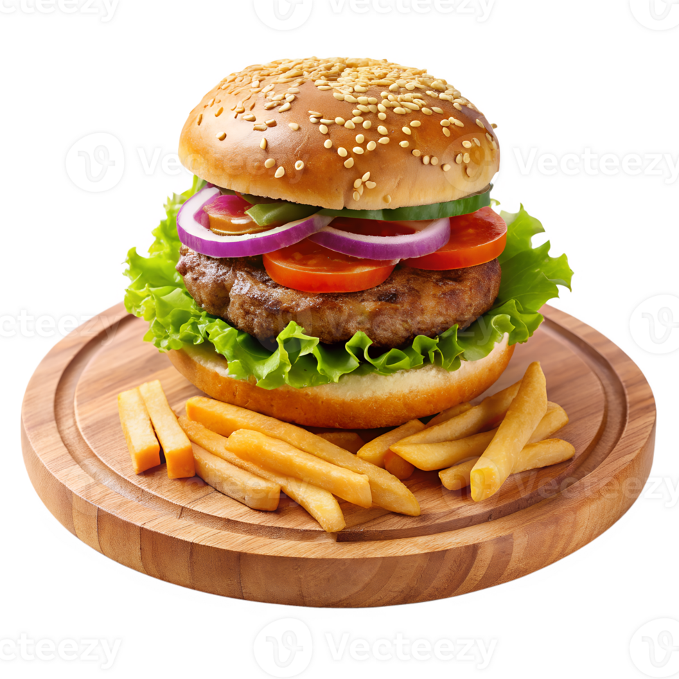 hamburger with fries png