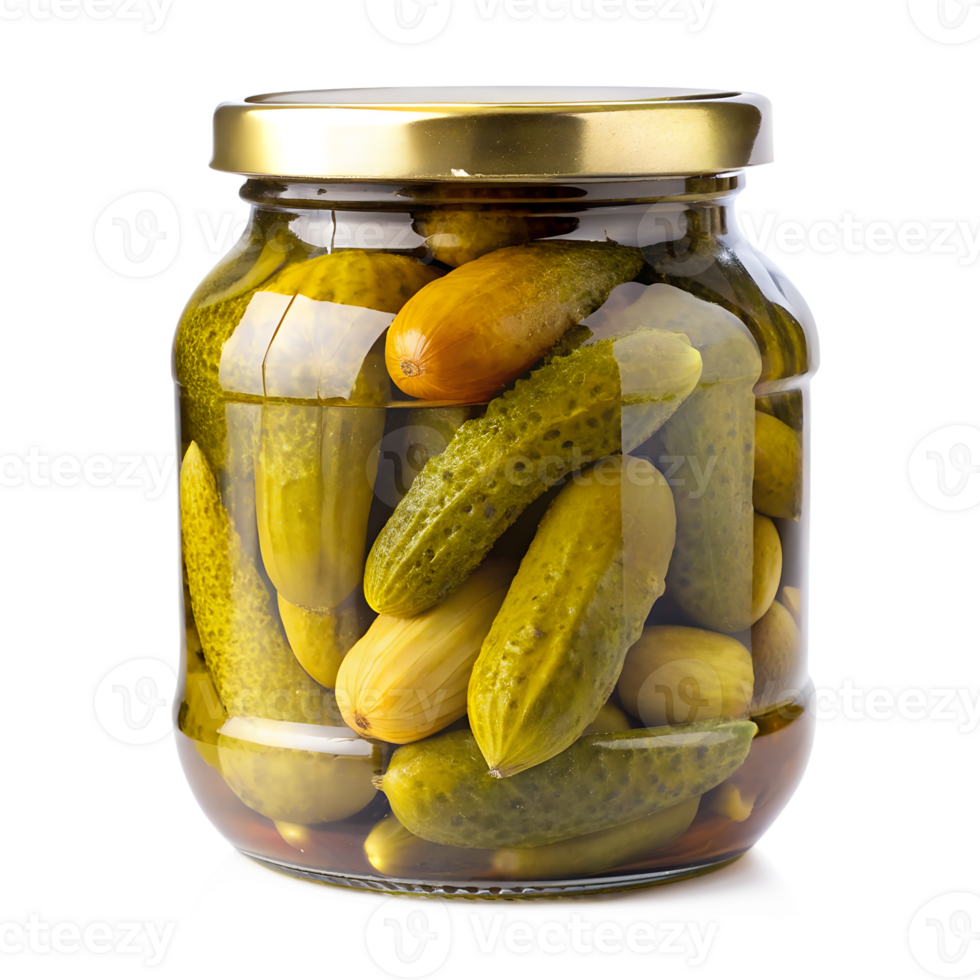 pickled cucumbers in glass jar png