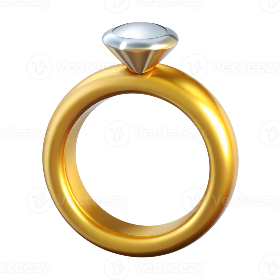 3d gold ring with diamond png
