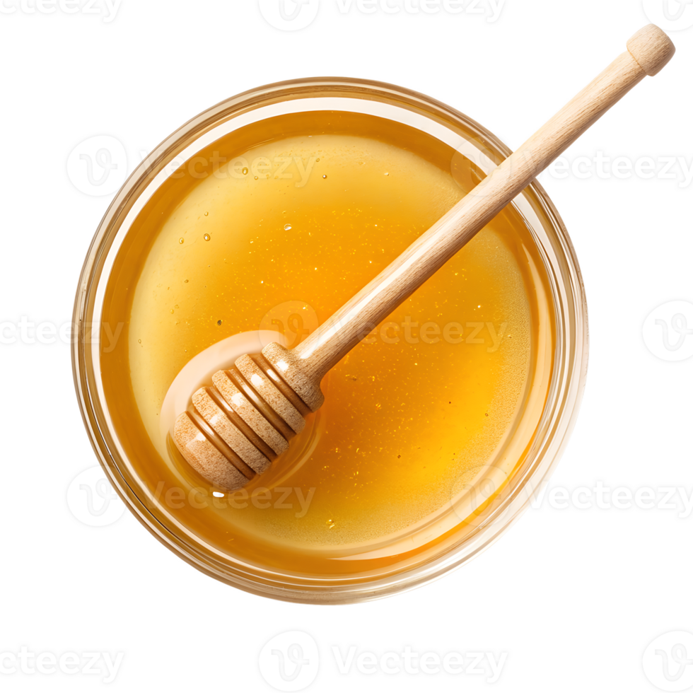 honey dripping from a wooden dipper png
