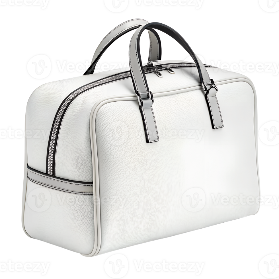 white leather luggage bag png