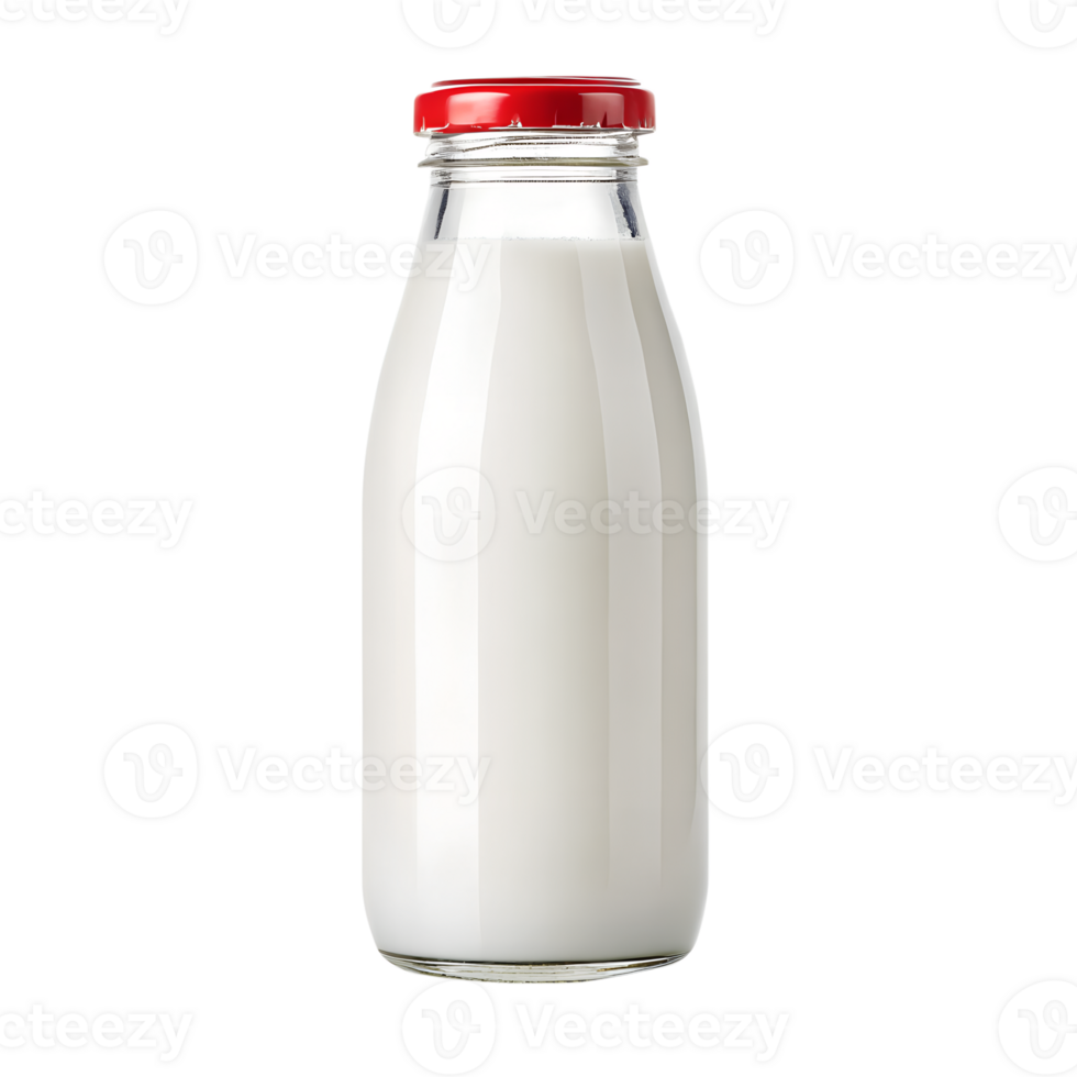 A classic glass bottle of fresh, creamy milk. png
