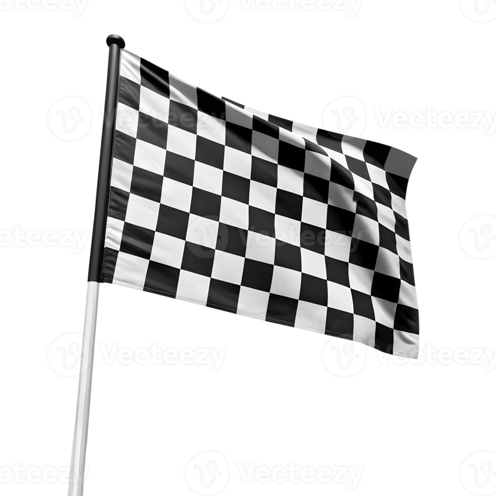 A checkered flag flies high, a symbol of victory and completion png