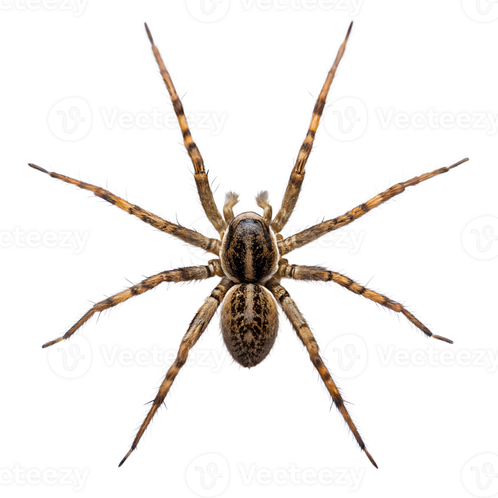 A detailed high-angle view showcases the intricate features of a spider, png